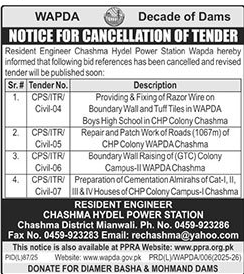 WAPDA Mianwali Tender Notice
